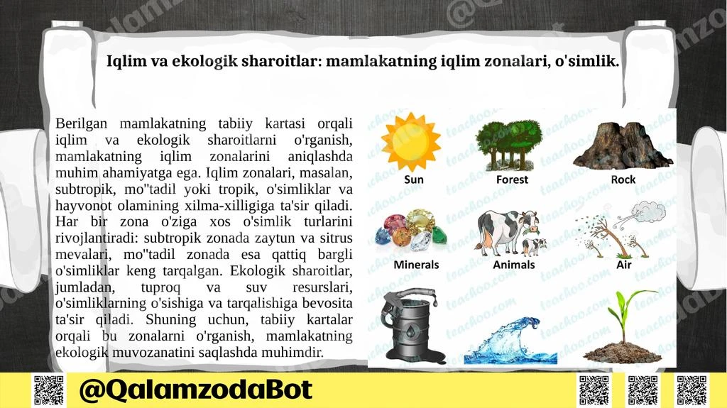 Berilgan mamlakatning tabiiy kartasi bilan ishlash Taqdimot - Slayd 5 (pptx)