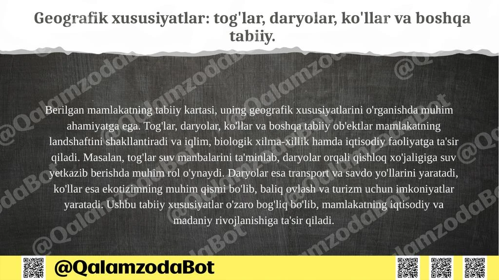 Berilgan mamlakatning tabiiy kartasi bilan ishlash Taqdimot - Slayd 3 (pptx)