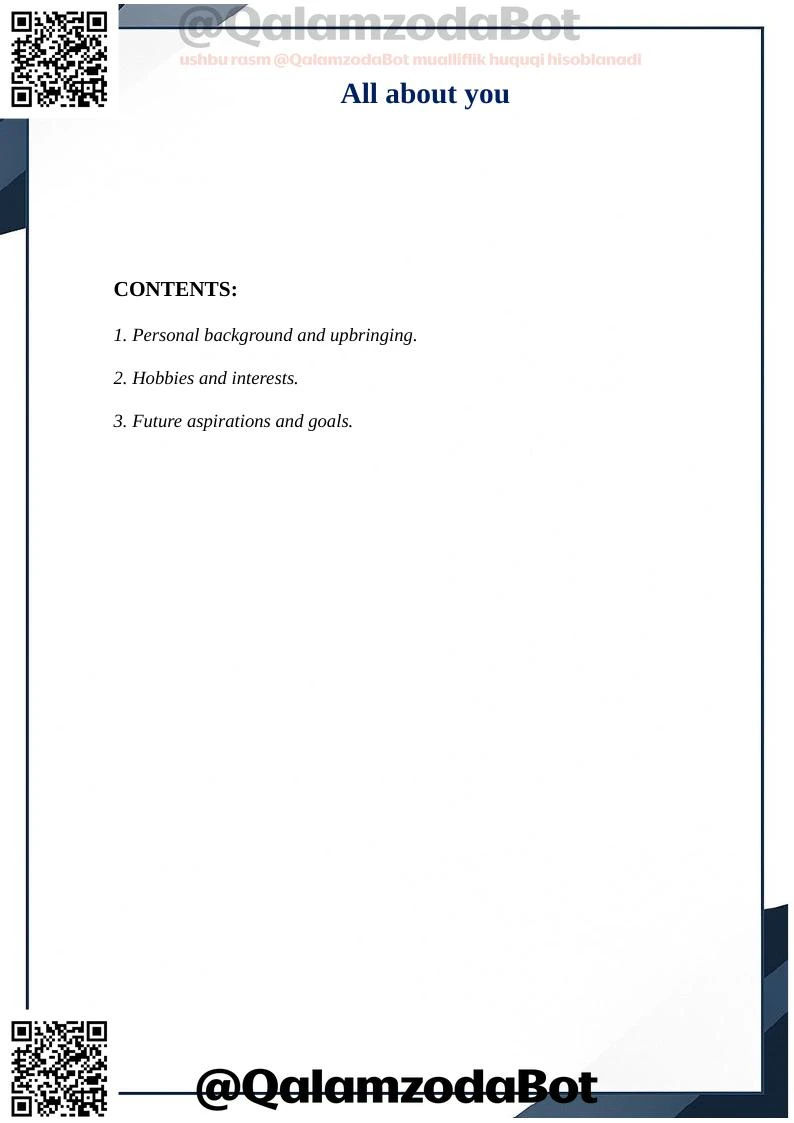 All about you Mustaqil ish - Slayd 2 (docx)